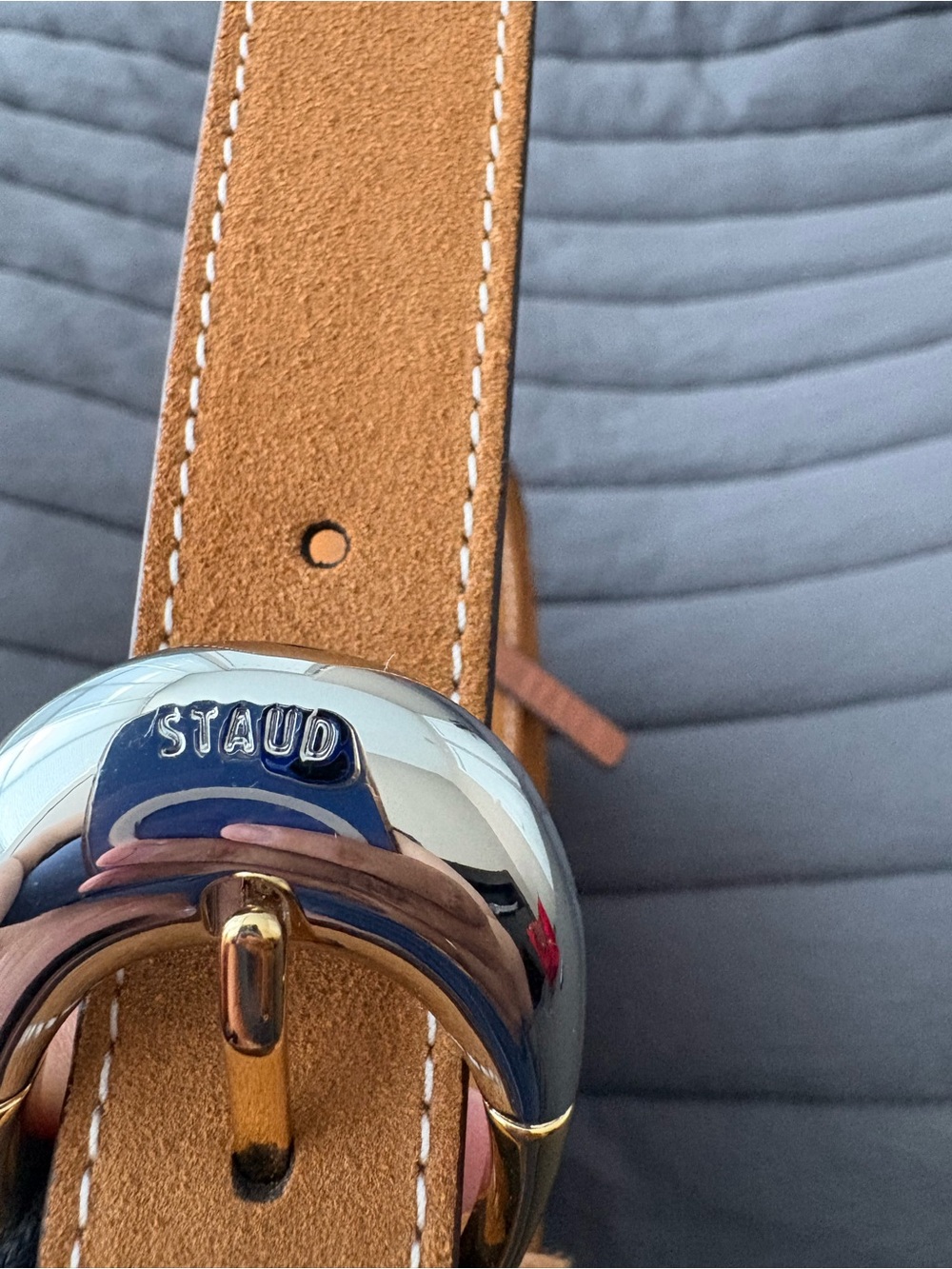 Sold‼️STAUD Suede Crescent Shoulder Bag in Cognac Brown with Tassel - Picture 9 of 15